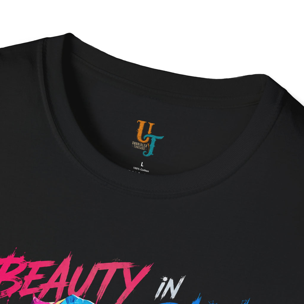 Beauty in Pain Rose T‑Shirt —  Unbridled Threads  Neon Floral Graphic Tee