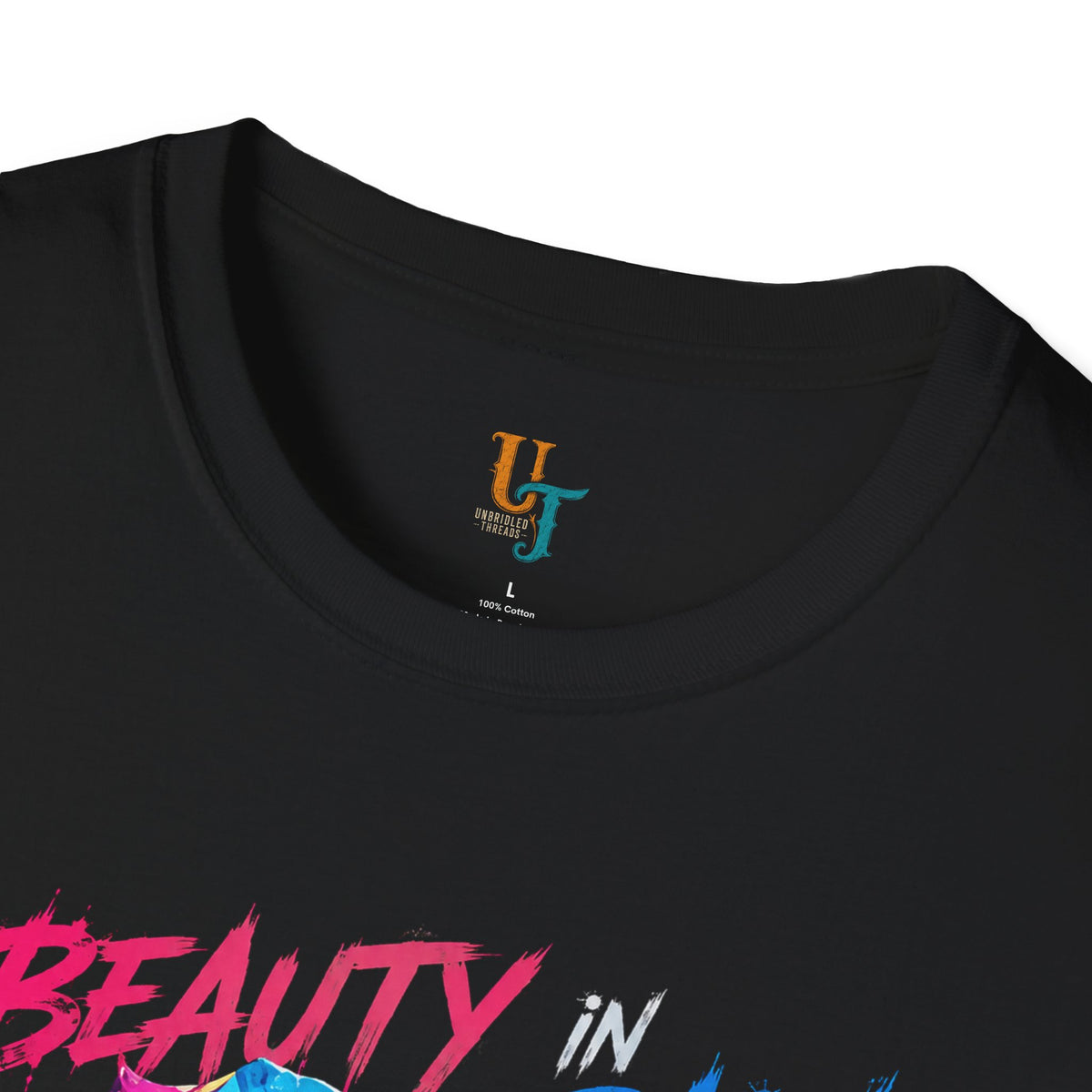Beauty in Pain Rose T‑Shirt —  Unbridled Threads  Neon Floral Graphic Tee