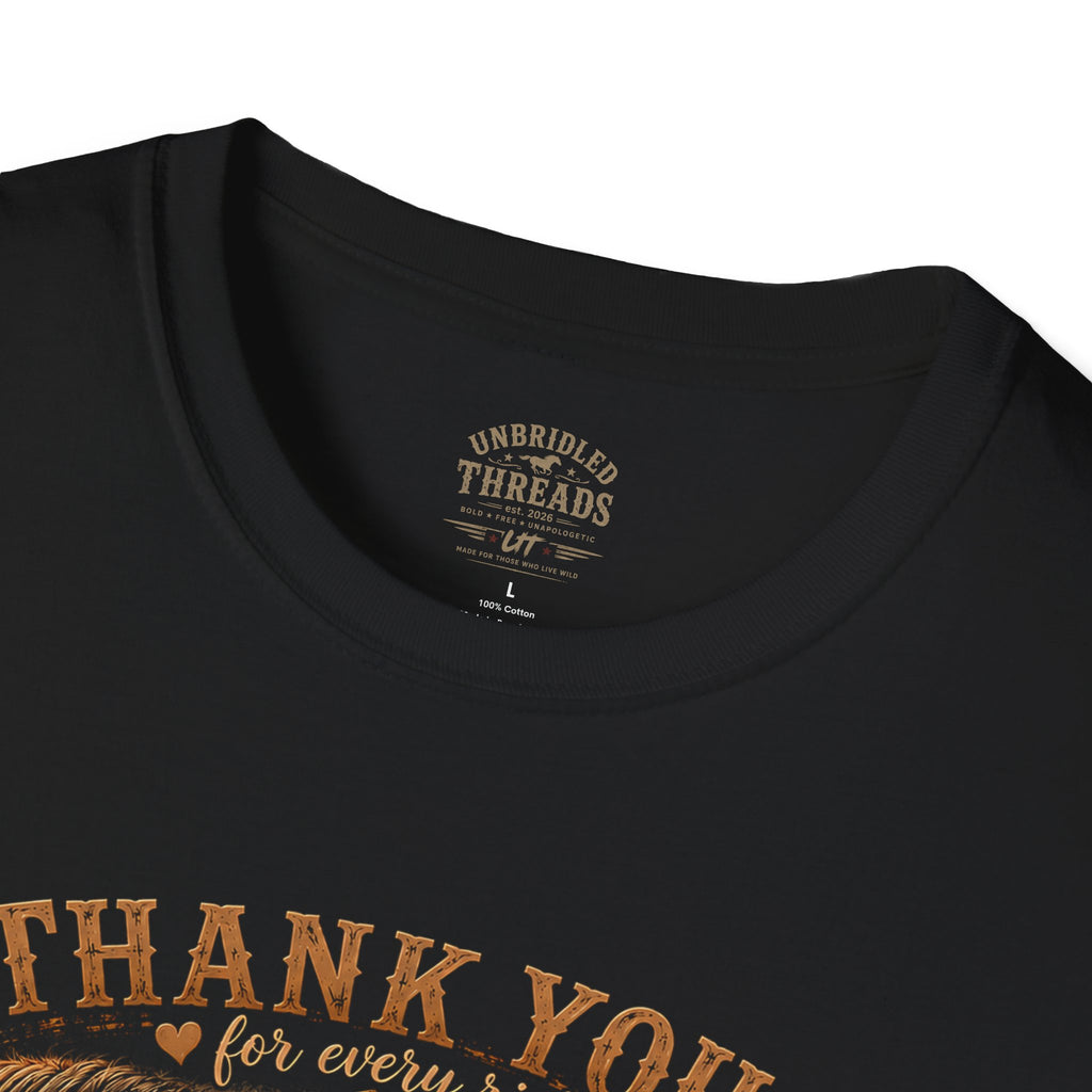 "Thank You for Every Ride, For Being My Partner and Friend" Cowgirl Horse Black T-shirt
