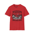 'Weekend Forecast: Chance of Drinking' Camping Graphic T-Shirt / Black, Red, Sport Gray and Natrual Colors