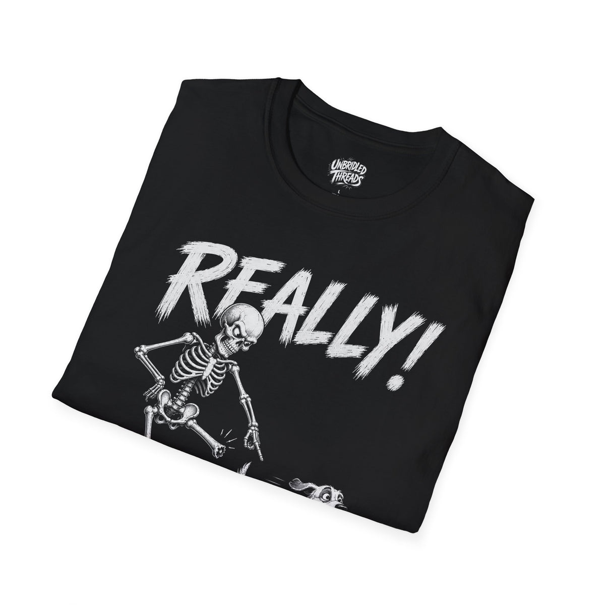 Really! Skeleton Graphic T-Shirt — Funny Retro Halloween Tee
