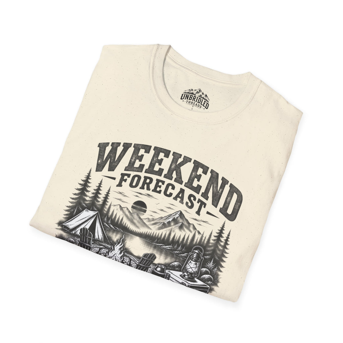 'Weekend Forecast: Chance of Drinking' Camping Graphic T-Shirt / Black, Red, Sport Gray and Natrual Colors