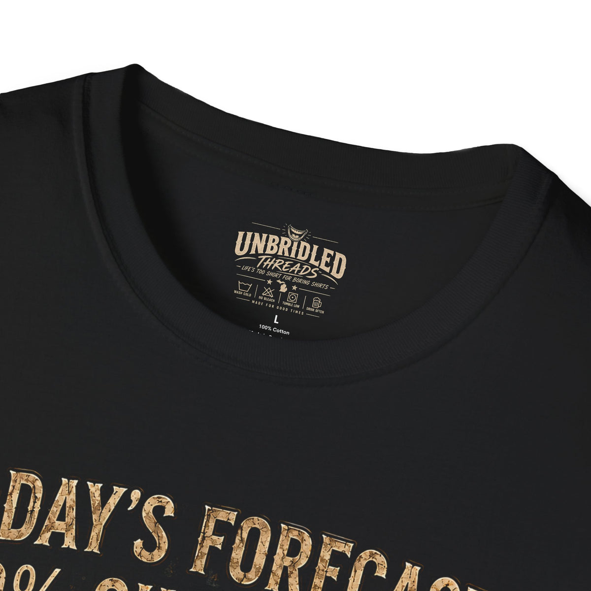 "Today's Forecast: 0% Chance of Giving a Damn" Vintage Graphic Black  Funny Tee