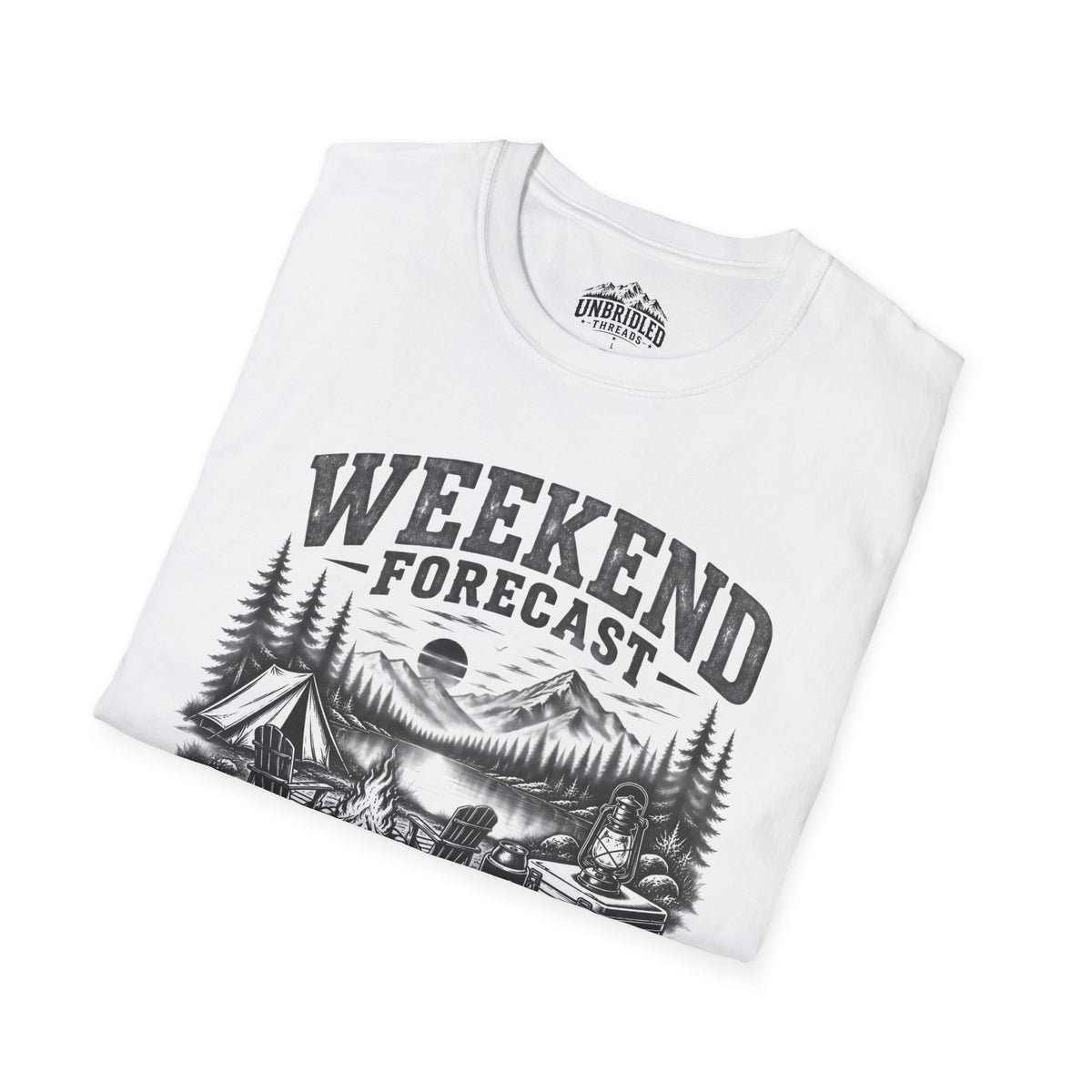 'Weekend Forecast: Chance of Drinking' Camping Graphic T-Shirt / Black, Red, Sport Gray and Natrual Colors