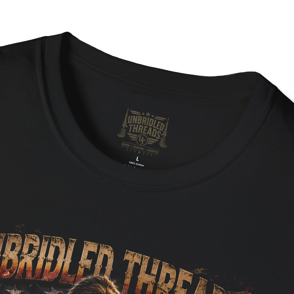 Unbridled Threads Honor Fallen Heros  American Bigfoot Graphic Black T-Shirt