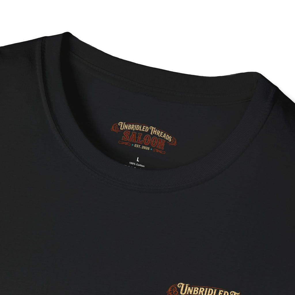 Unbridled Threads Sasquatch Saloon — Cold Drinks, Great Friends, Legendary Moments On Front And Back Black Shirt