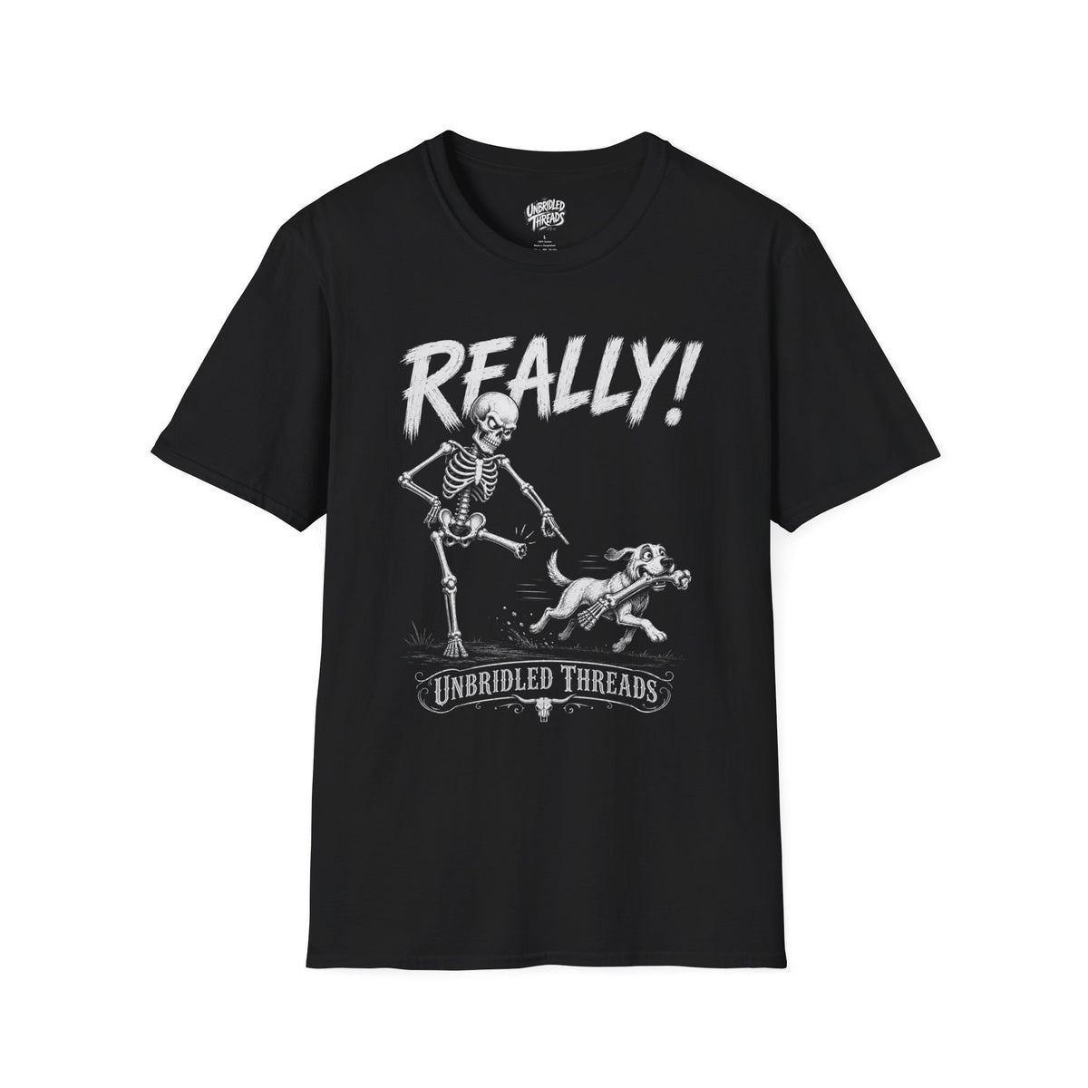 Really! Skeleton Graphic T-Shirt — Funny Retro Halloween Tee