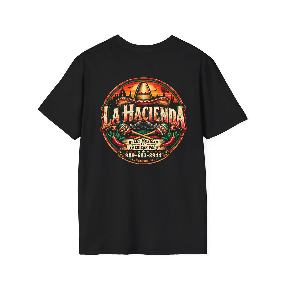 La Hacienda logo palm sunset T-Shirt | Mexican hacienda design