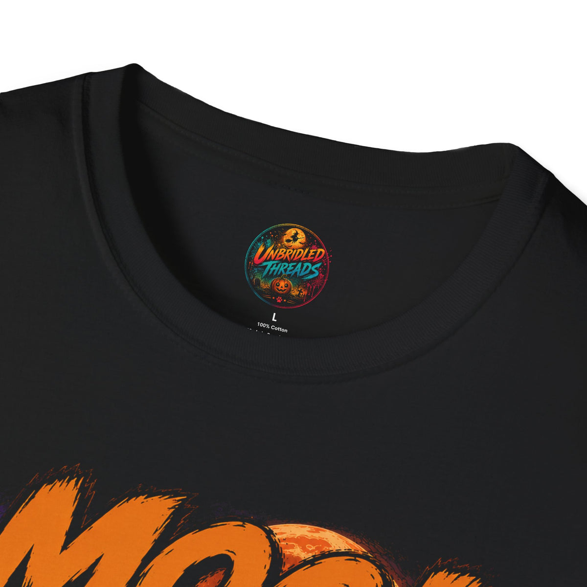 Halloween Ghost Cow T-Shirt — "MOO!" Spooky Farm Graphic Black Tee