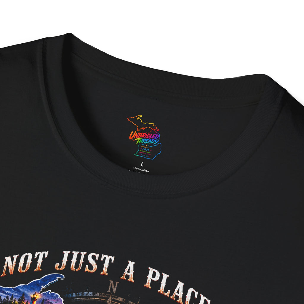 Michigan Sunset Landscape black Graphic T-Shirt — "Not Just a Place... Home" Unbridled Threads