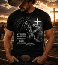 Horse & Faith T-Shirt — "My Horse Is My Partner...God My Guide" Christian Equestrian Tee