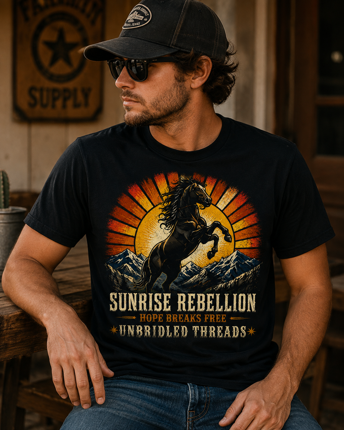 Sunrise Rebellion Vintage Graphic Tee — Hope Breaks Free