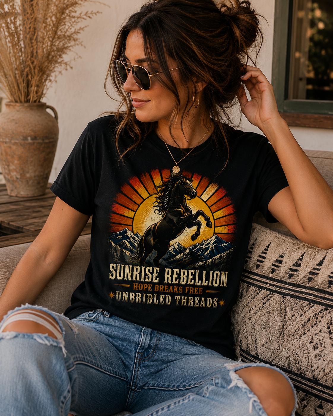 Sunrise Rebellion Vintage Graphic Tee — Hope Breaks Free