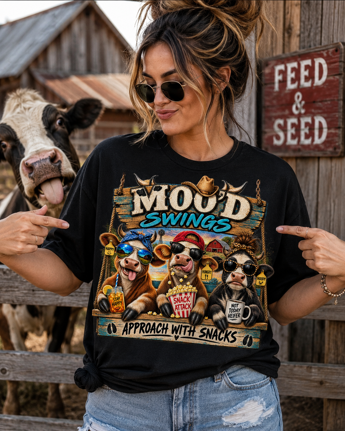 Mood Swings Cow T-Shirt — Funny Farm Animal Graphic Tee