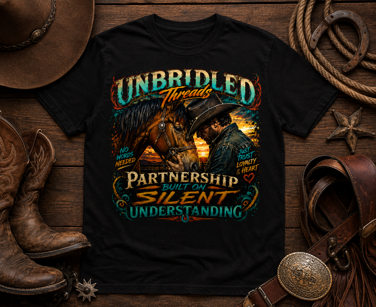 Unbridled Threads Horse Graphic T-Shirt — "Partnership Built On Silent Understanding" Western Tee