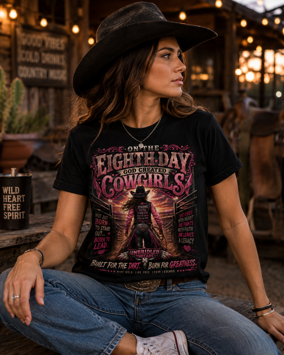 Cowgirls T-Shirt — “On the Eighth Day God Created Cowgirls” Western Graphic Tee