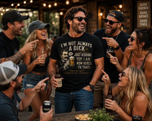 "I'm Not Always a Dick" Vintage Beer Humor Graphic Black Tee