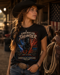 American Thunder & LIghting  Patriotic Black T-Shirt
