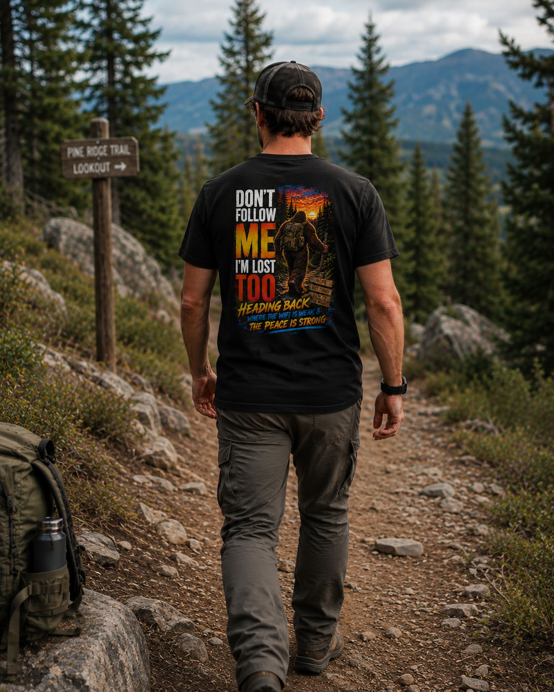 "Don't Follow Me I'M Lost Too"   Black Front And Back Graphic T-Shirt