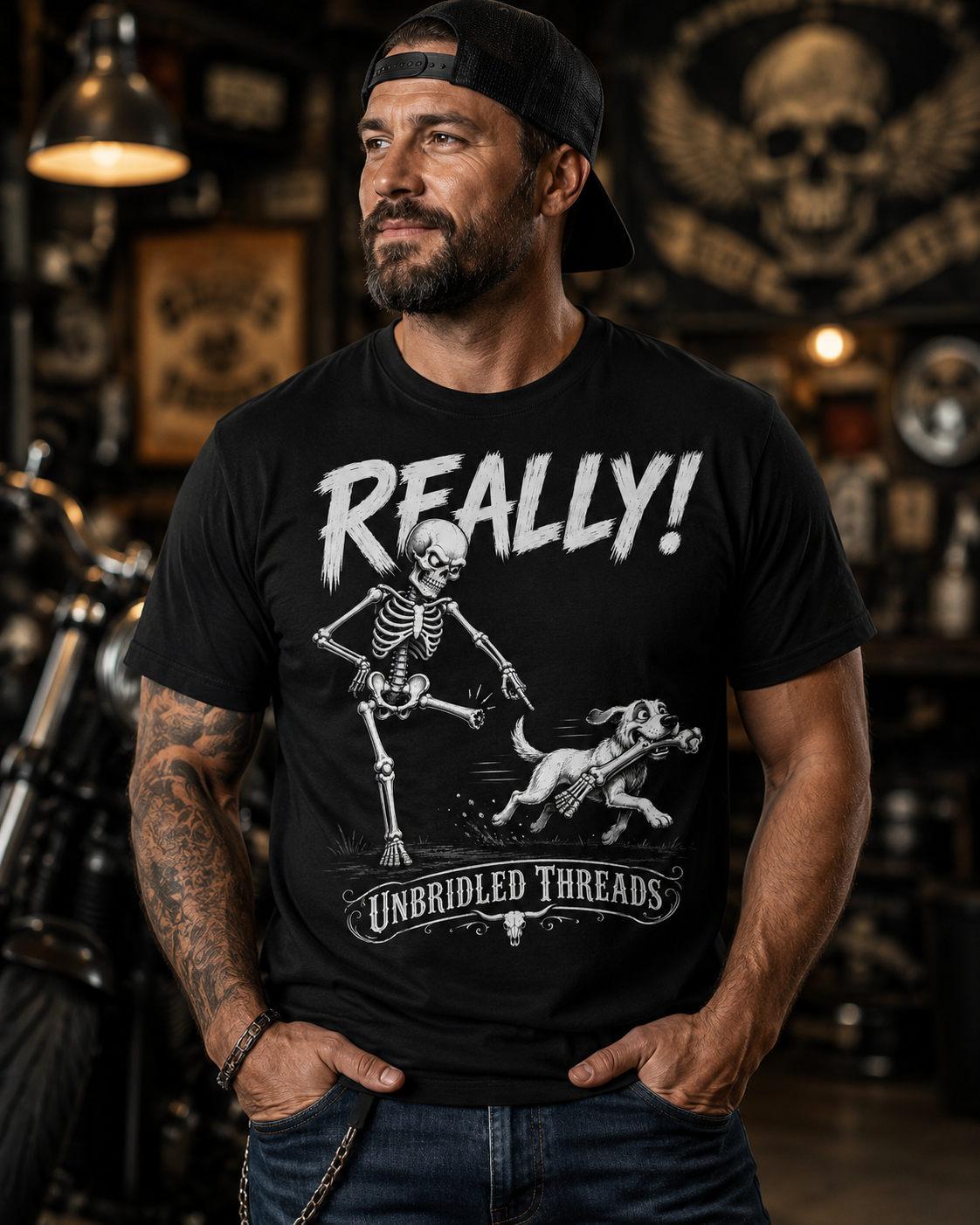 Really! Skeleton Graphic T-Shirt — Funny Retro Halloween Tee