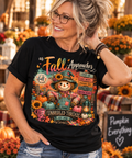 Fall Approaches Cute Scarecrow T-Shirt — Cozy Pumpkin Harvest Tee