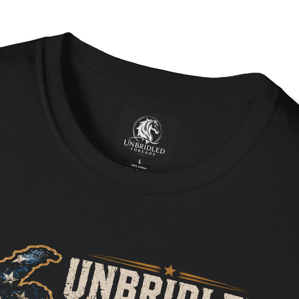 Unbridled Threads Freedom T-Shirt — "Zero Apologies Total Freedom"  Michigan Patriotic Horse Tee