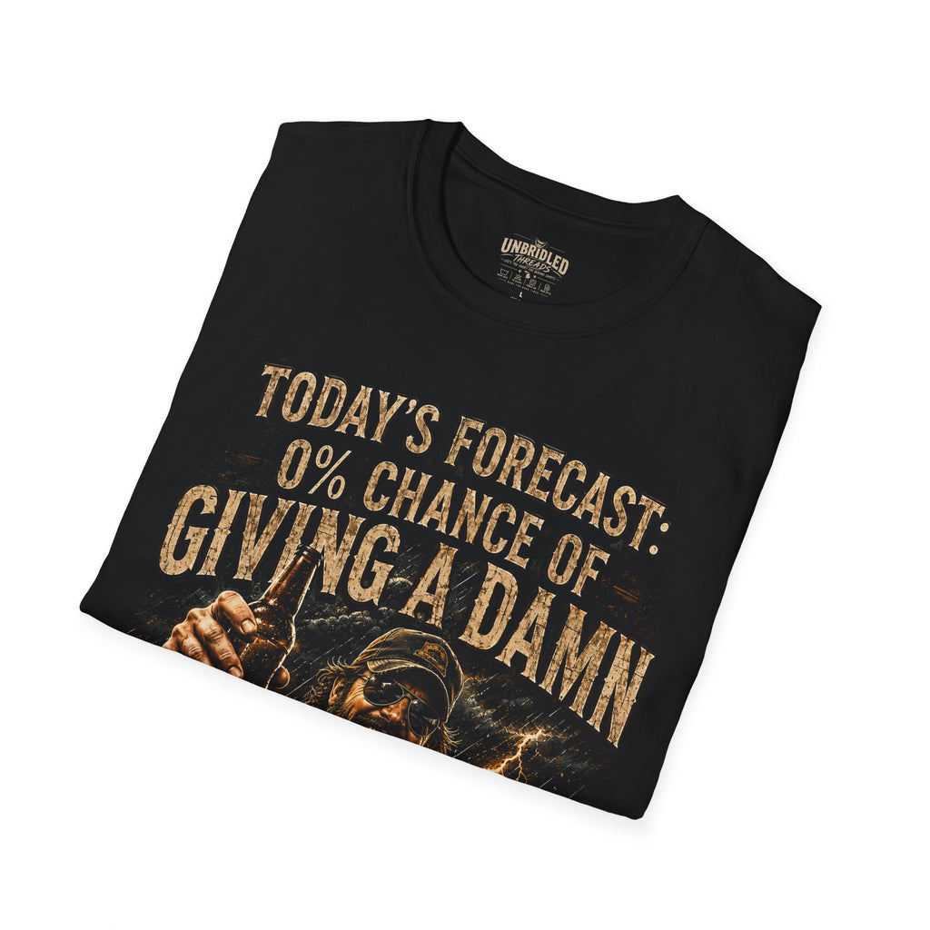"Today's Forecast: 0% Chance of Giving a Damn" Vintage Graphic Black  Funny Tee