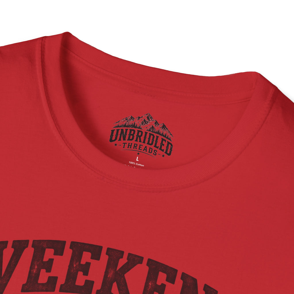 'Weekend Forecast: Chance of Drinking' Camping Graphic T-Shirt / Black, Red, Sport Gray and Natrual Colors