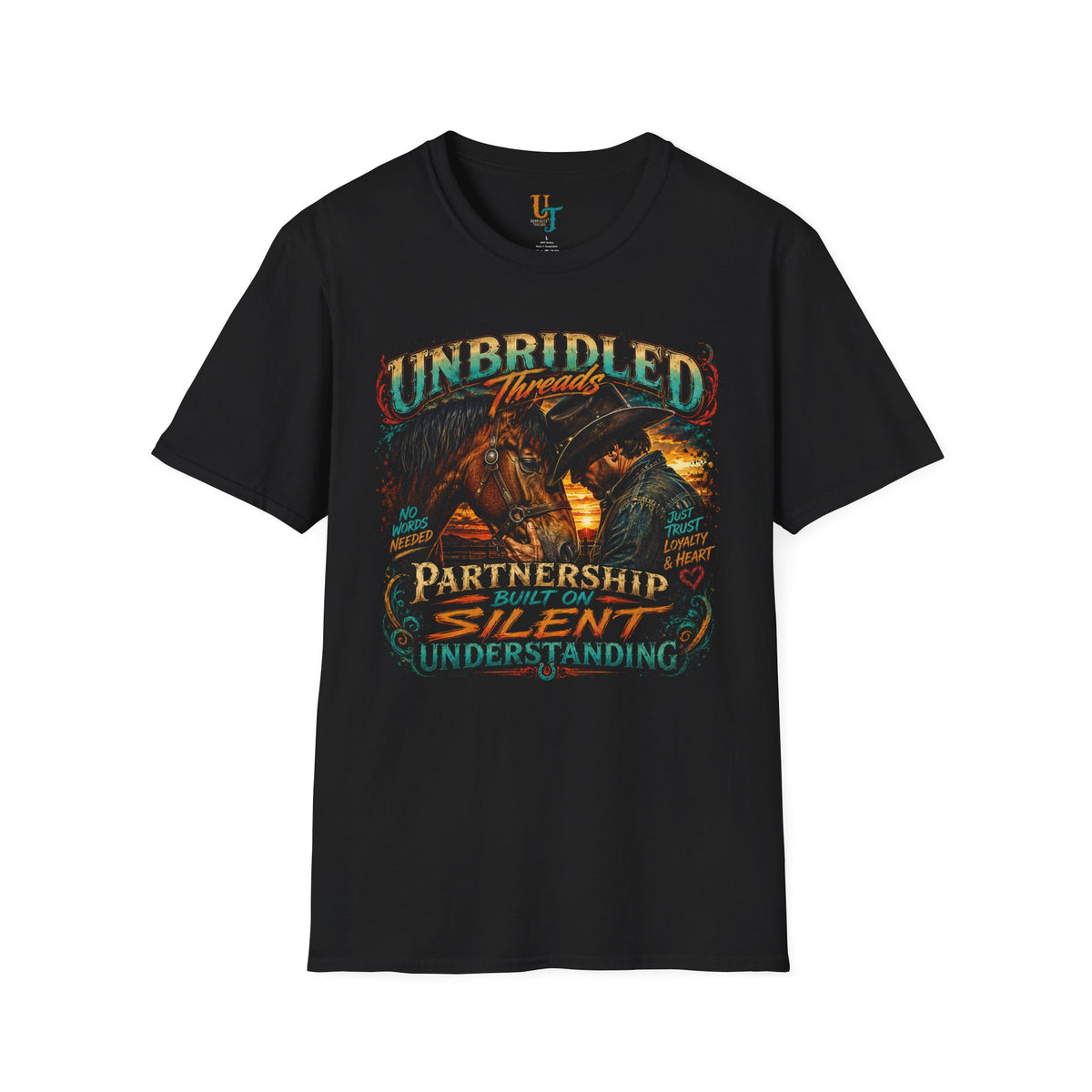 Unbridled Threads Horse Graphic T-Shirt — "Partnership Built On Silent Understanding" Western Tee