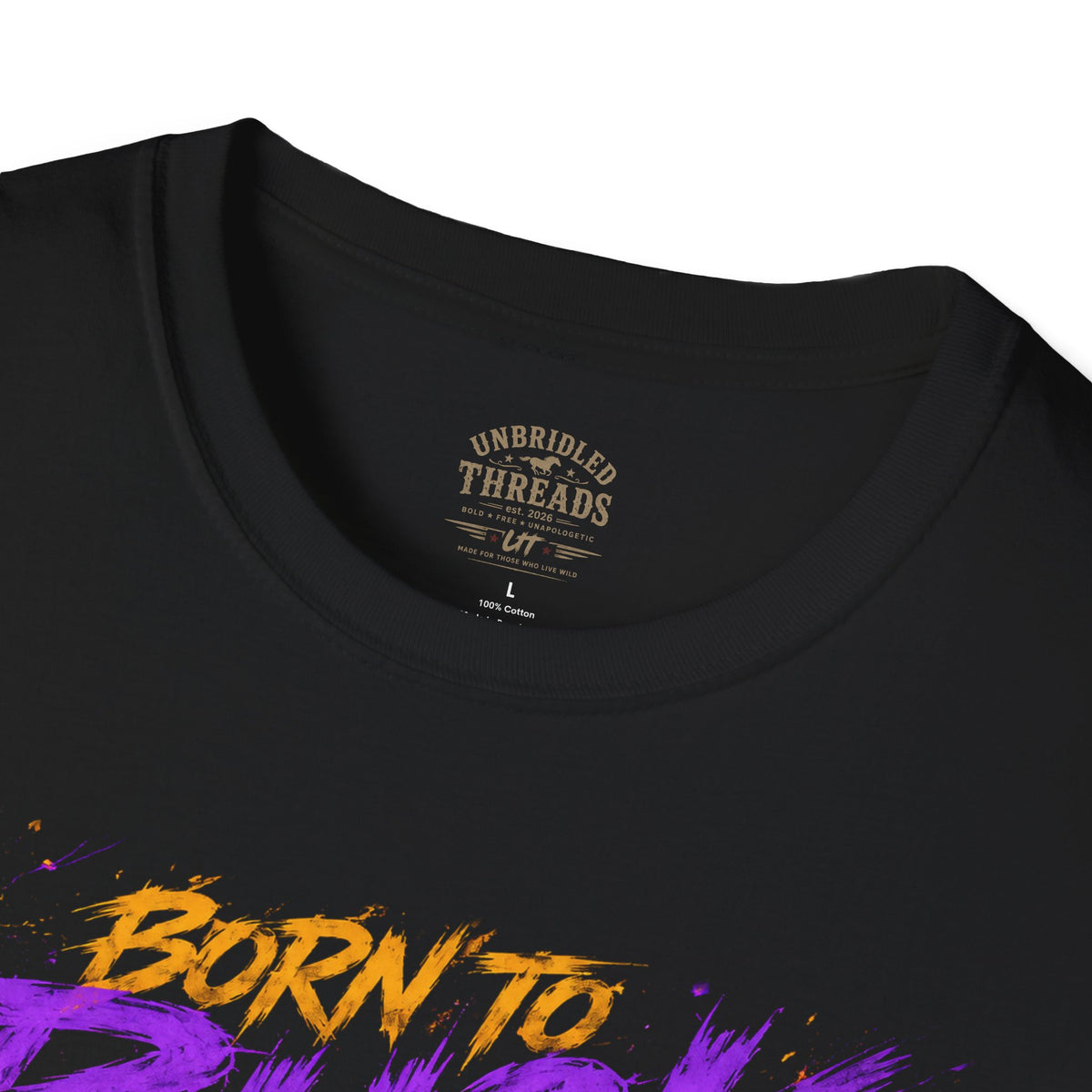 Born to Buck Black T-Shirt Graphic  — Bull Riding Rodeo Tee ("Born to Buck, Not to Back Down")